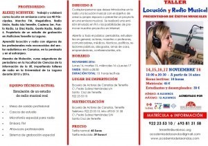 TALLER DE RADIO MUSICAL 14 AL 17 DE NOVIEMBRE CARA A