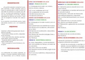 TALLER DE RADIO MUSICAL 14 AL 17 DE NOVIEMBRE CARA B